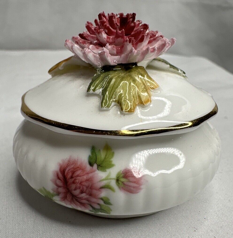 Vintage Royal Albert Porcelain Floral Candy Box Trinket Box England Rare 