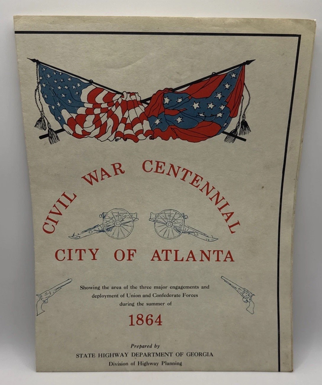 Vintage 1864 Civil War Centennial City Of Atlanta Map 100th Anniversary Campaign