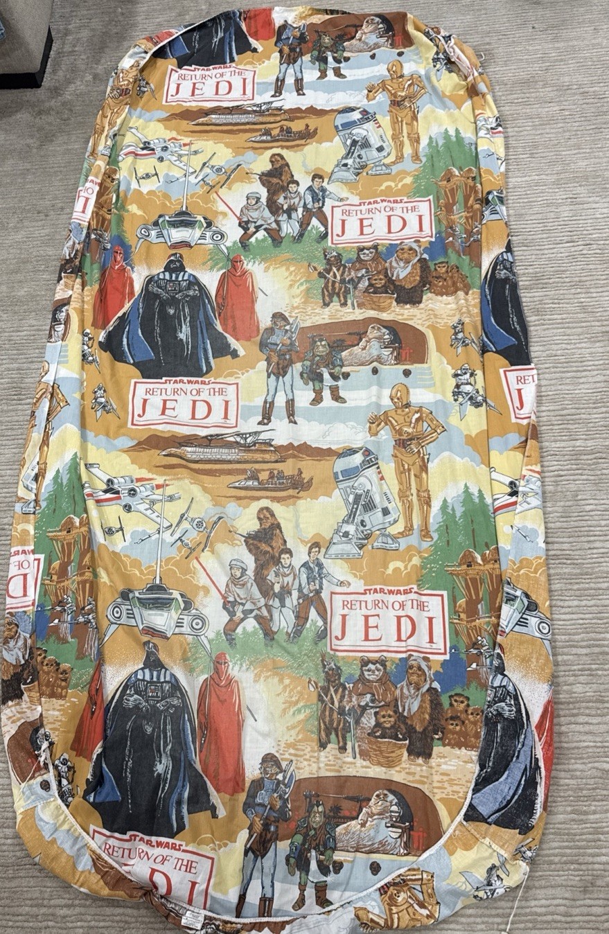 Vintage 1983 Star Wars Return of the Jedi Flat TWIN Muslin Sheet USA 66.5x90.5”