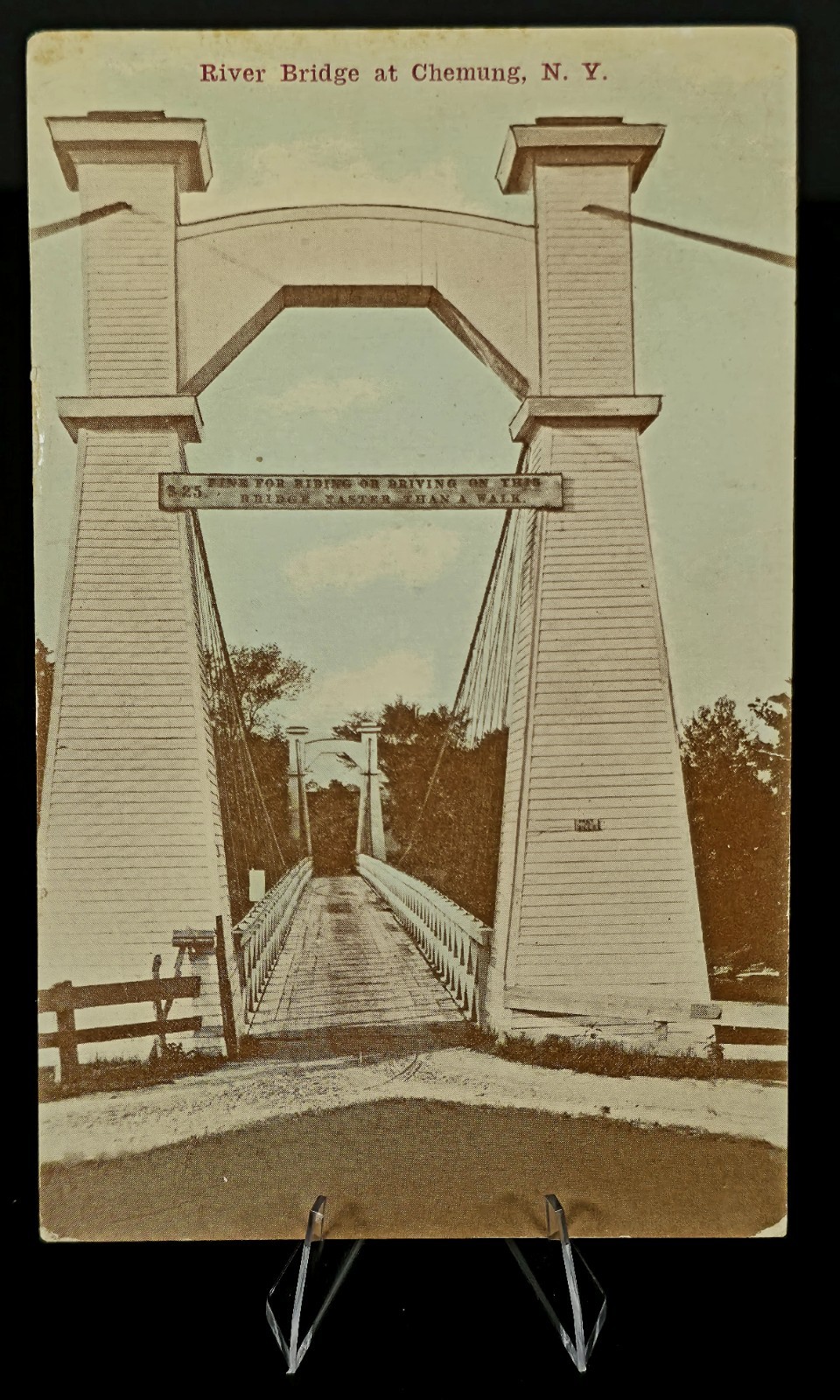 1912 Chemung NY River Bridge Antique Postcard New York Posted