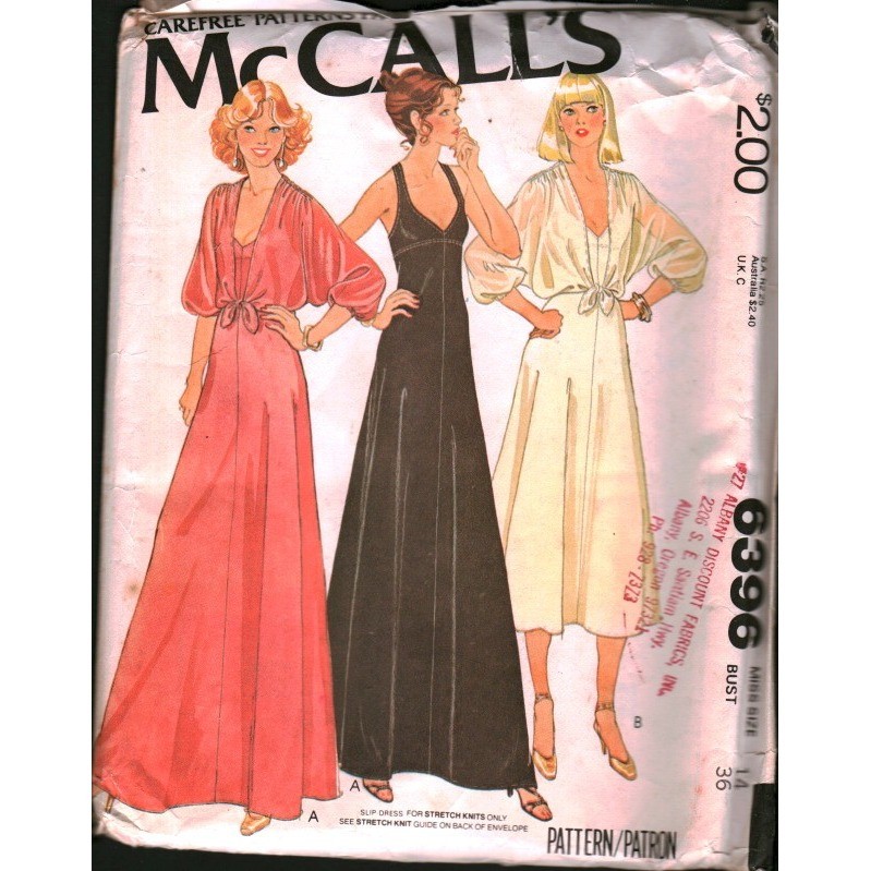 Vintage 1970s McCalls 6396 Sewing Pattern Misses Slip Dress Cover Up Size 14 B36 Vintage 1970s McCalls 6396 Sewing Pattern Misses Slip Dress Cover Up Size 14 B36