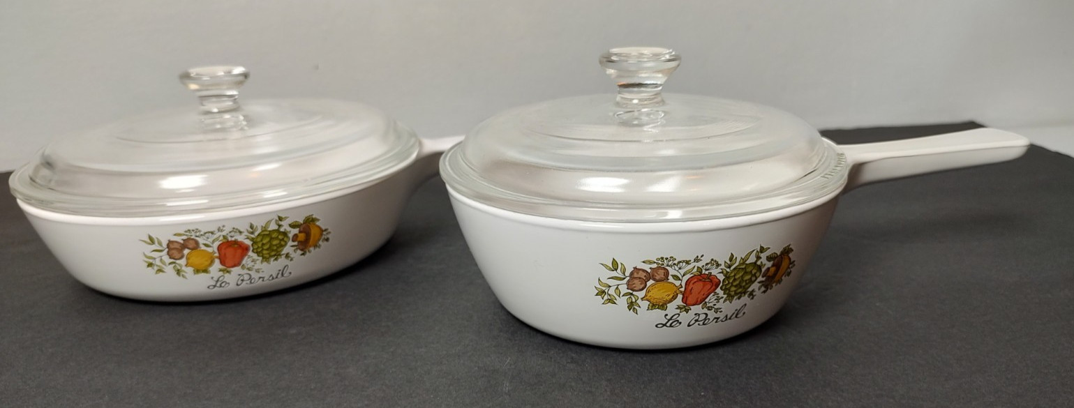VTG Set of 2 Corning Ware Spice of Life Skillet & Sauce Pans with Lids