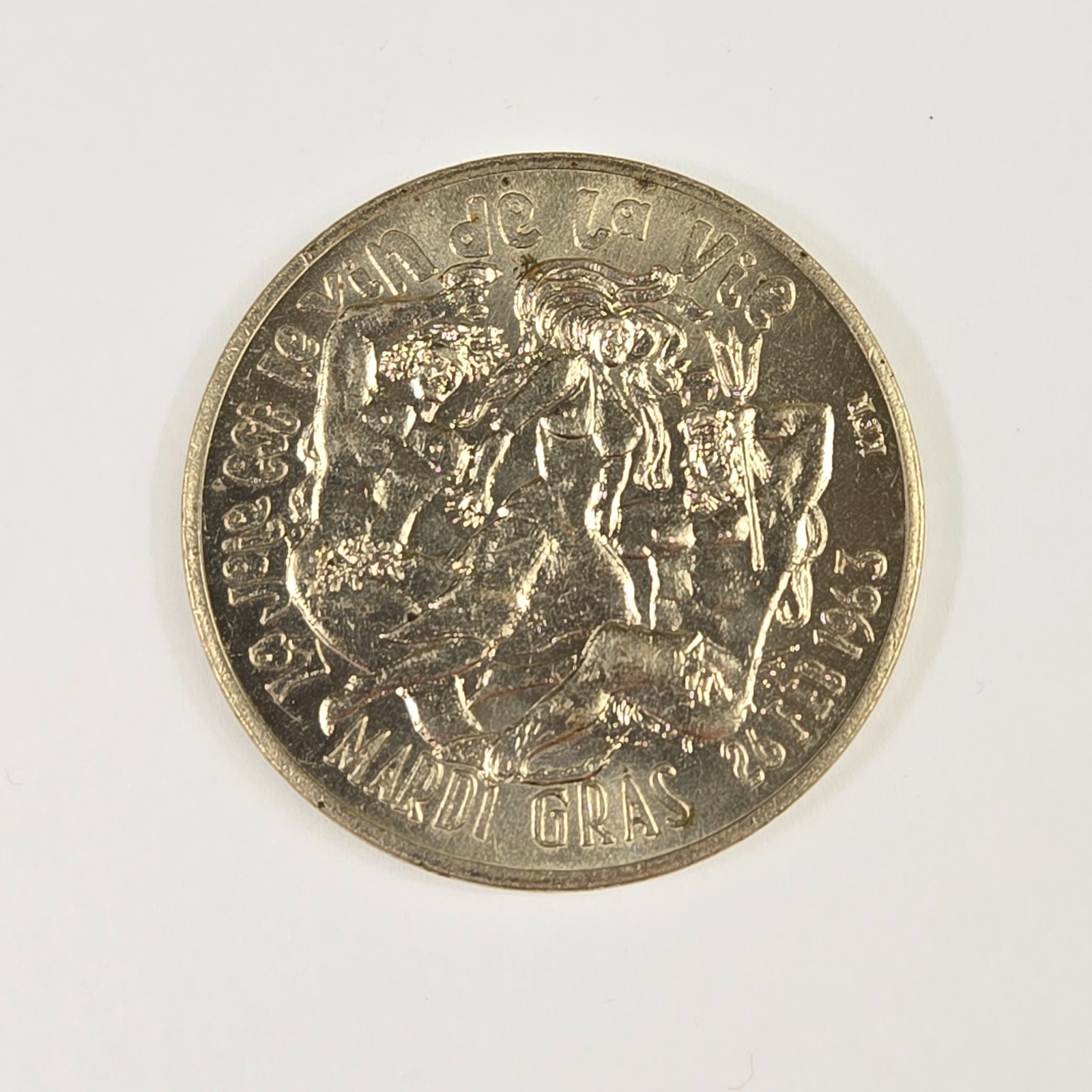 1963 La Joje est Le Vin de la Vie Mardi Gras Coin Medal New Orleans Louisiana