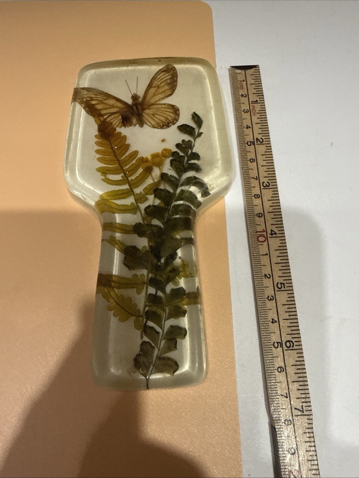 Vintage Resin Lucite Acrylic Kitchen Spoon Rest Butterfly And Ferns