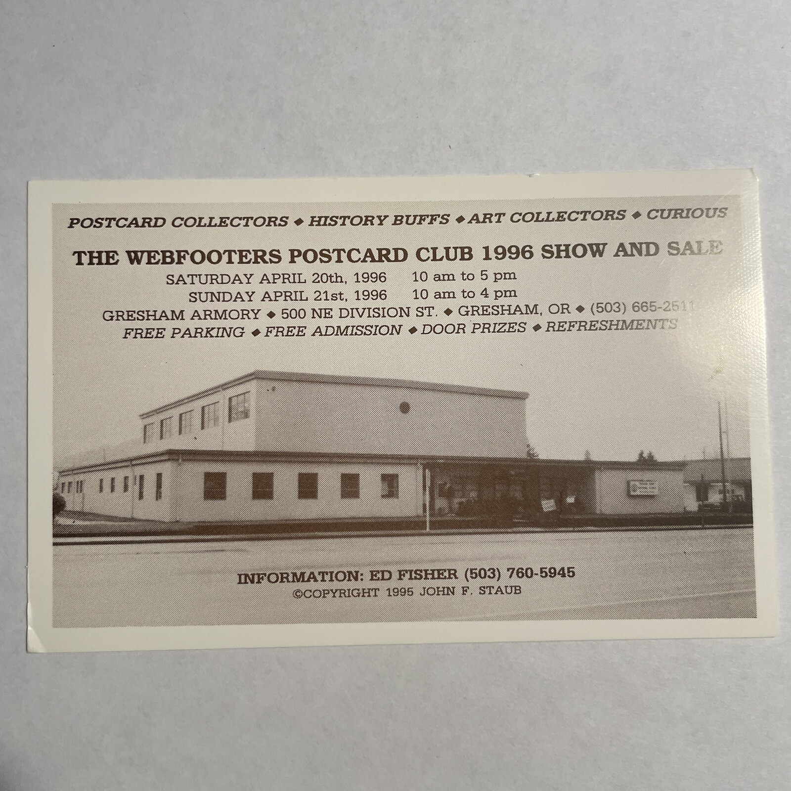 The Webfooters Postcard Show And Sale Ad 1996 Gresham Oregon The Webfooters Postcard Show And Sale Ad 1996 Gresham Oregon
