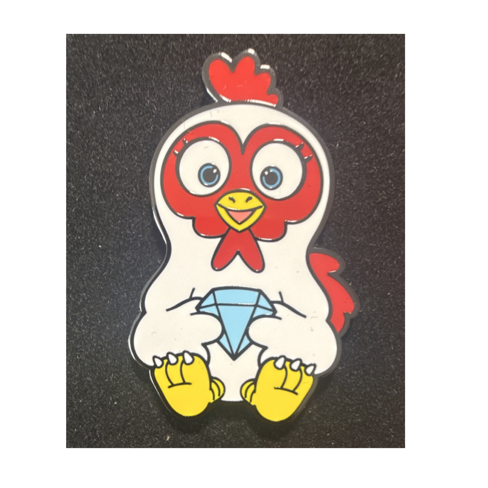 VegTrends Chicken Holding Diamond Enamelled Metal Pin, Multicolor VegTrends Chicken Holding Diamond Enamelled Metal Pin, Multicolor