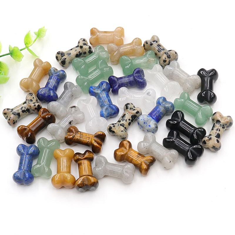 Mini Dog Bone Stone Statue Figurine Natural Crystal Stone Crafts 20pcs