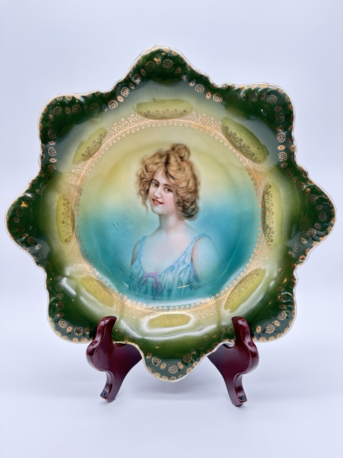 Antique Austrian Porcelain Plate. “Victoria Austria”. #273. Author's signature.