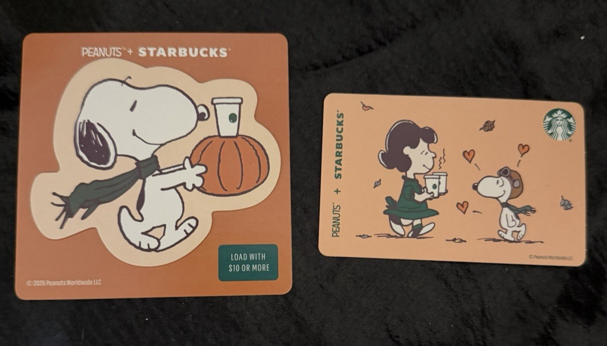 Starbucks / Peanuts 2026 Snoopy & Lucy Coffee & Tea Gift Card Lot of 2 NO Value Starbucks / Peanuts 2026 Snoopy & Lucy Coffee & Tea Gift Card Lot of 2 NO Value