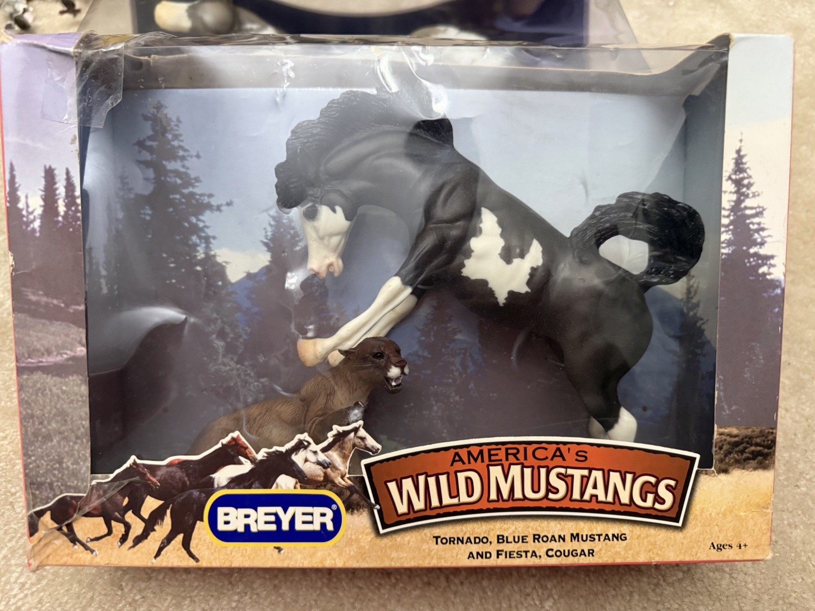 America’s Wild Breyer Horse Tornado Blue Roan Mustang and Fiesta Cougar #750104