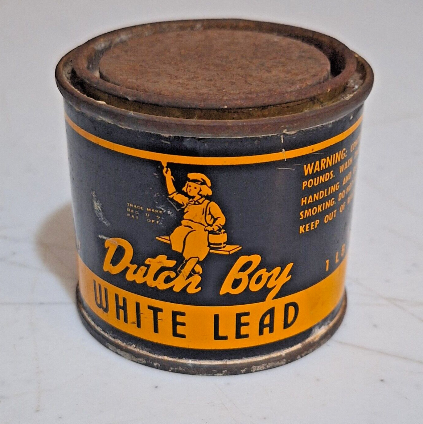 Vintage Dutch Boy Advertising White Lead Paint Tin 1 lb Can