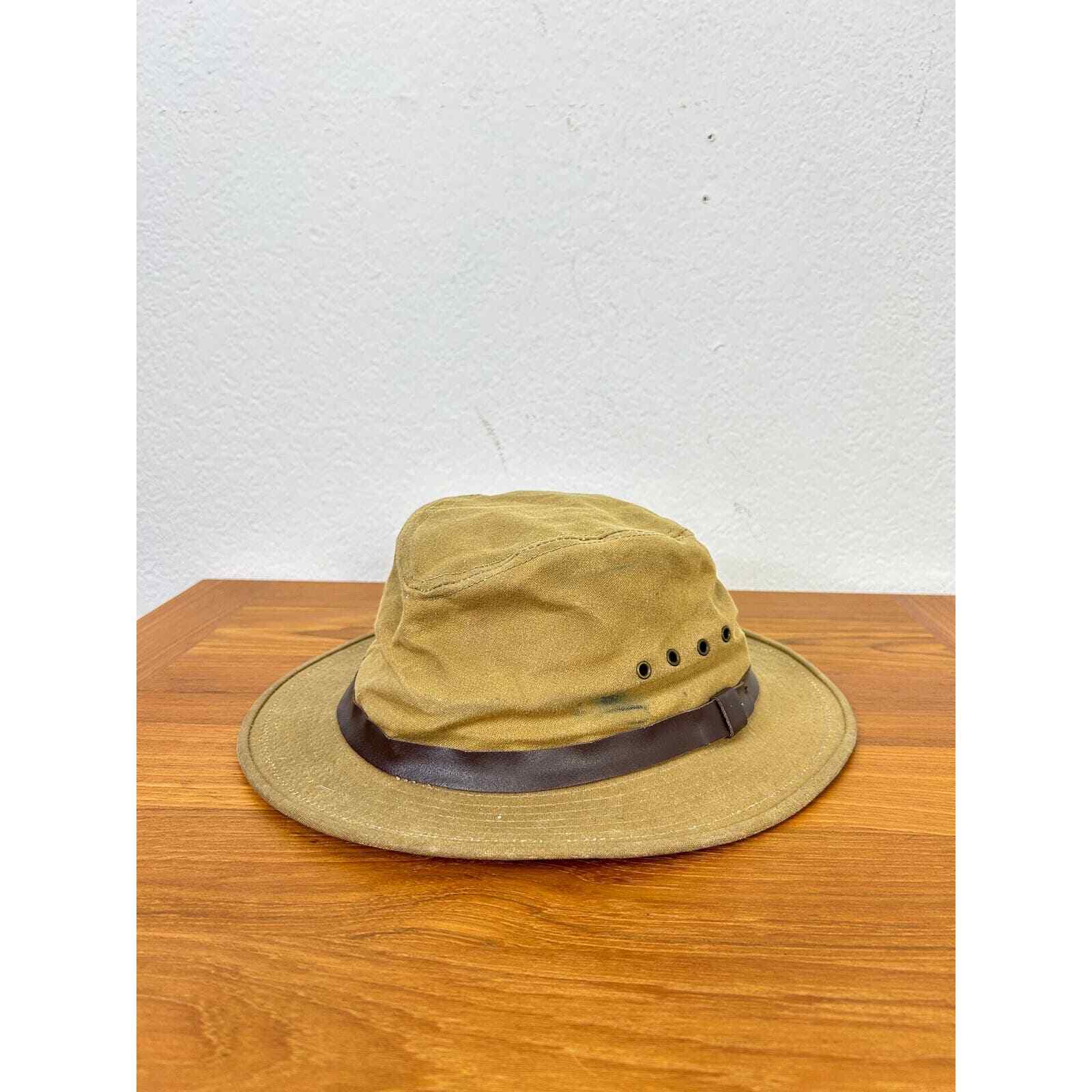 vintage C.C. Filson tin cloth hunting hat fishing hat waxed cotton