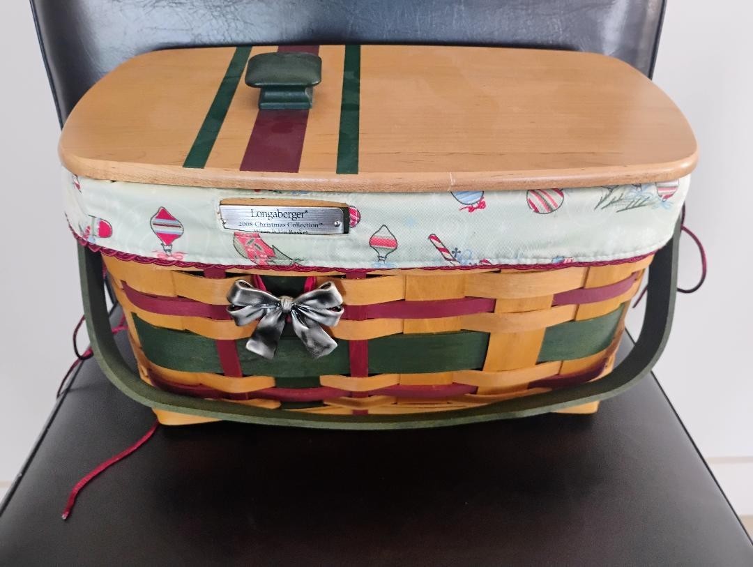 Longaberger RARE 2008 Christmas Wrap it Up basket complete set, MINT FREESHIP