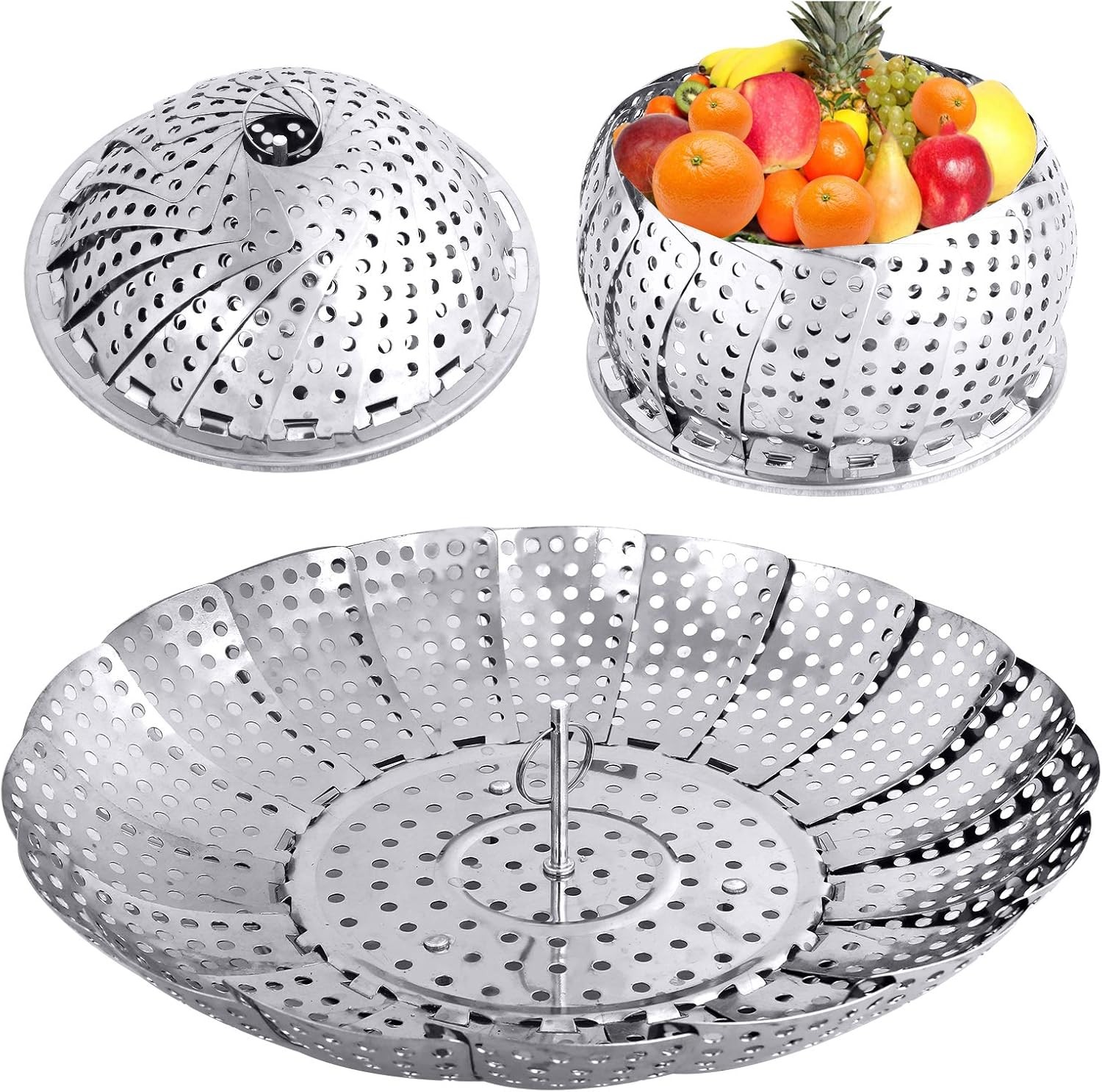 Veggie Steamer Basket Folding Metal Stainless Steel for Pot Cooking