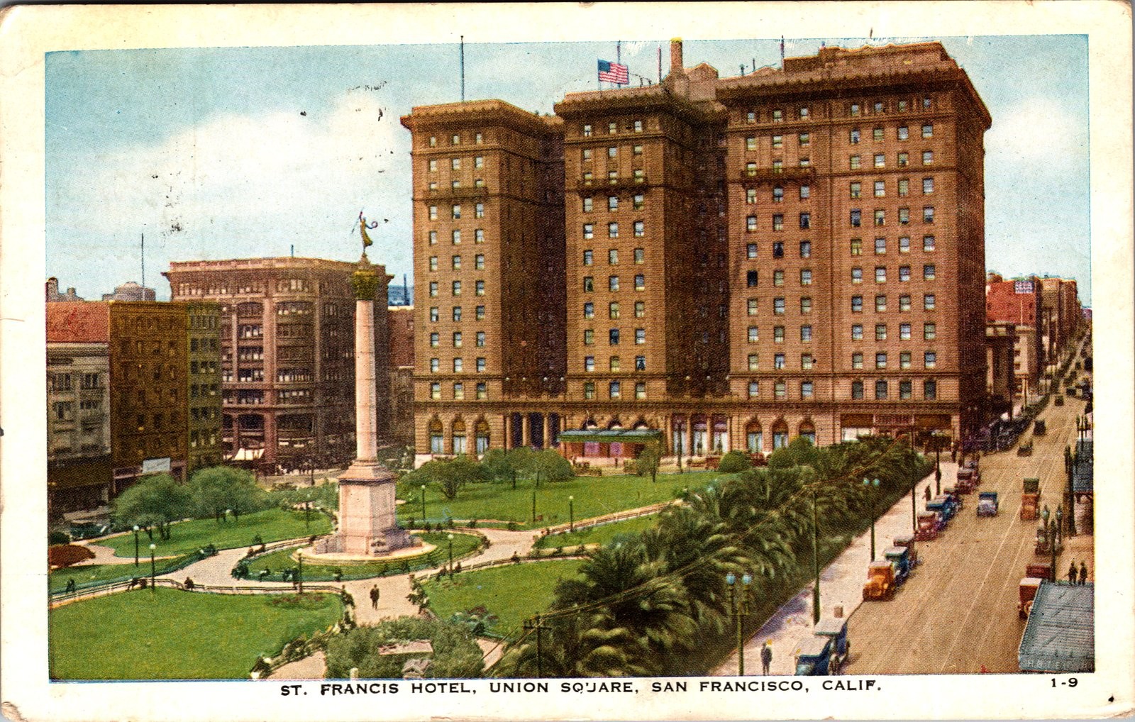 1927 St. Francis Hotel Union Square San Francisco CA Postcard