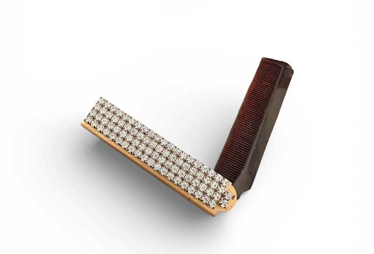 Vintage Rhinestone Faux Tortoise Evening Folding Hair Comb 4” 1940s Elegant Vintage Rhinestone Faux Tortoise Evening Folding Hair Comb 4” 1940s Elegant