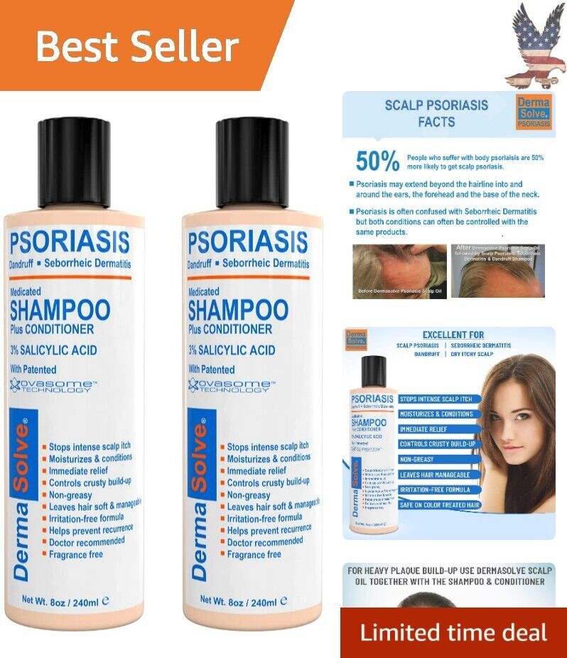 Scalp Psoriasis Shampoo & Conditioner - Seborrheic Dermatitis - 8 oz (pack 2)