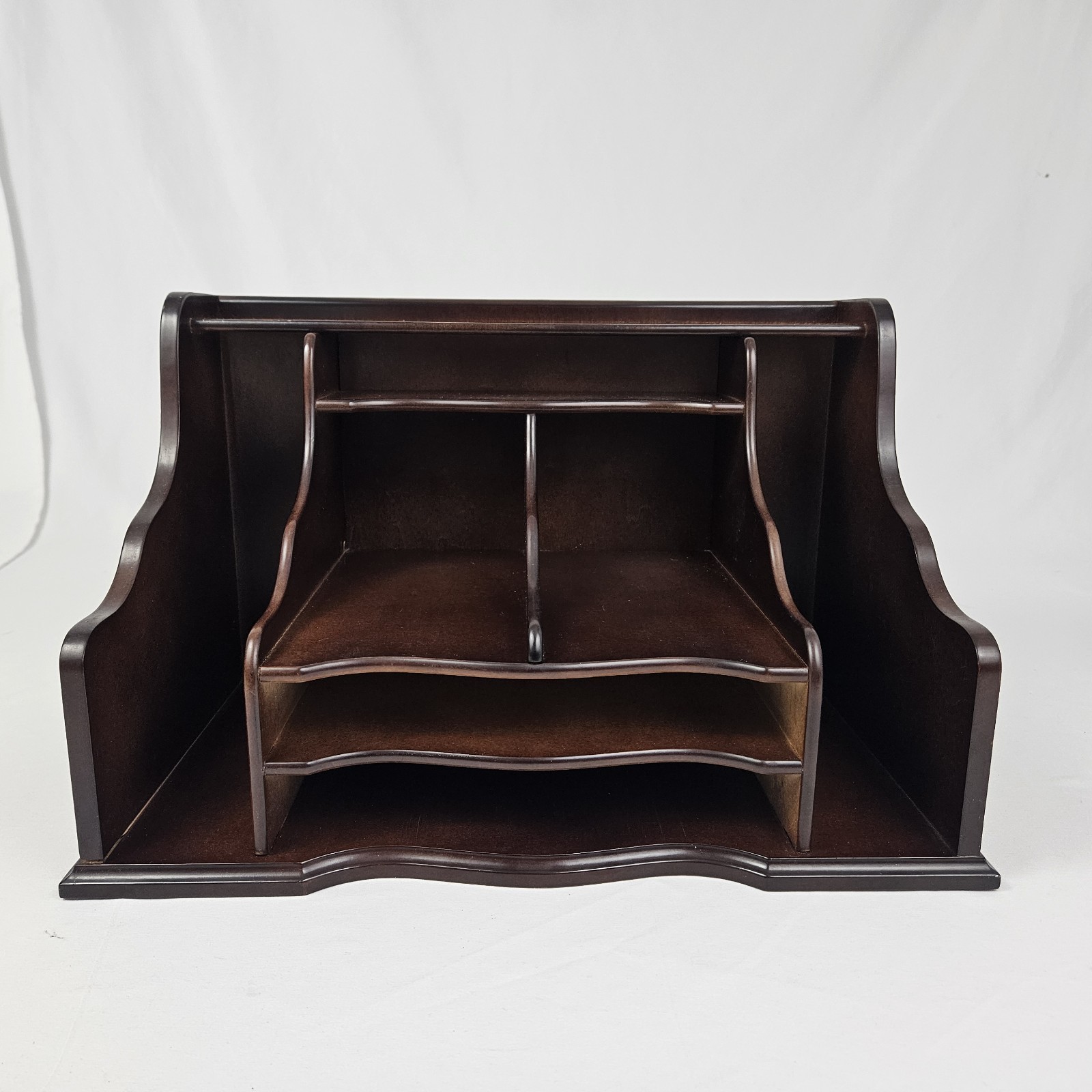 VTG Bombay Co Desk Valet Mail Organizer Mahogany Traditional Minimalist 1990s