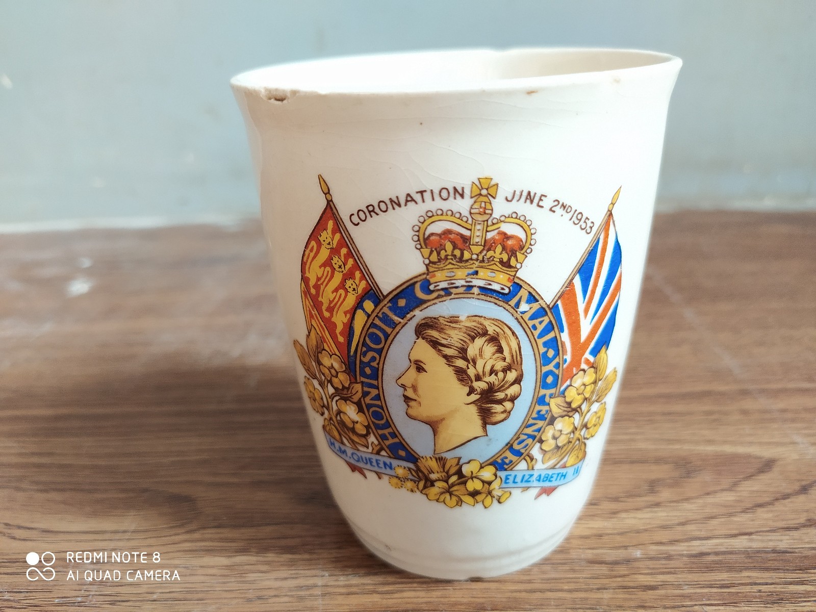Rare vintage CORONATION of H.M. QUEEN ELIZABETH II glass made in England.