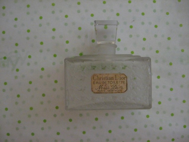 Vintage Empty Perfume Bottle - Christian Dior EAU DE TOILETTE with label