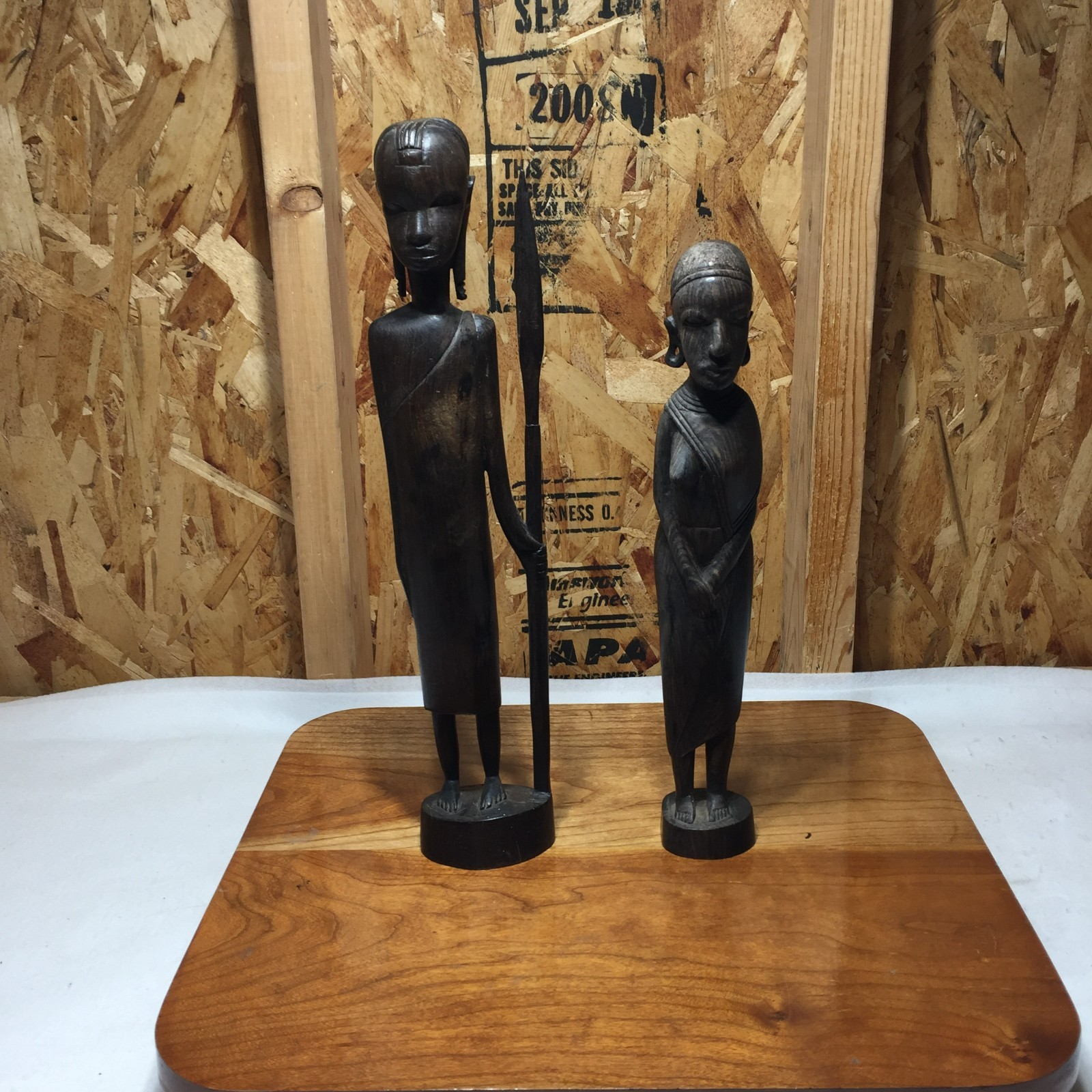 VTG 2 Wooden African Statues 12\
