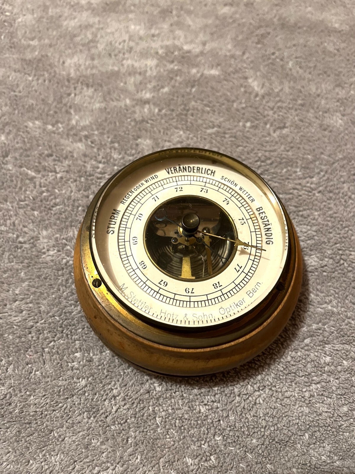 Vintage German AK Barometer Wood & Brass Weather Station Dial Made in Germany