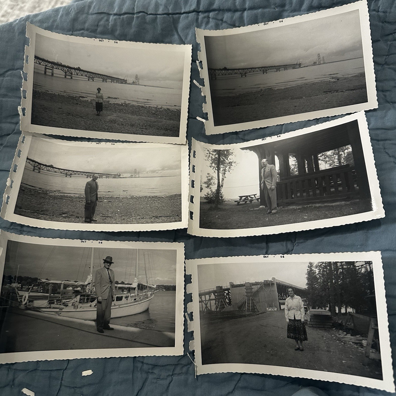 Vintage October 1956 Mackinac Bridge Construction Snapshots Michigan History