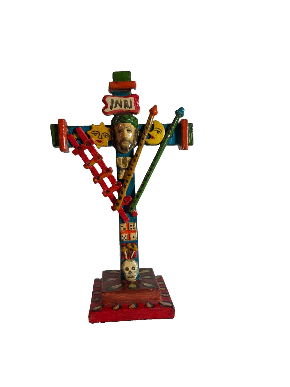 Vintage Latin America Folk Art Jesus Crucified Cross Wood Crucifix