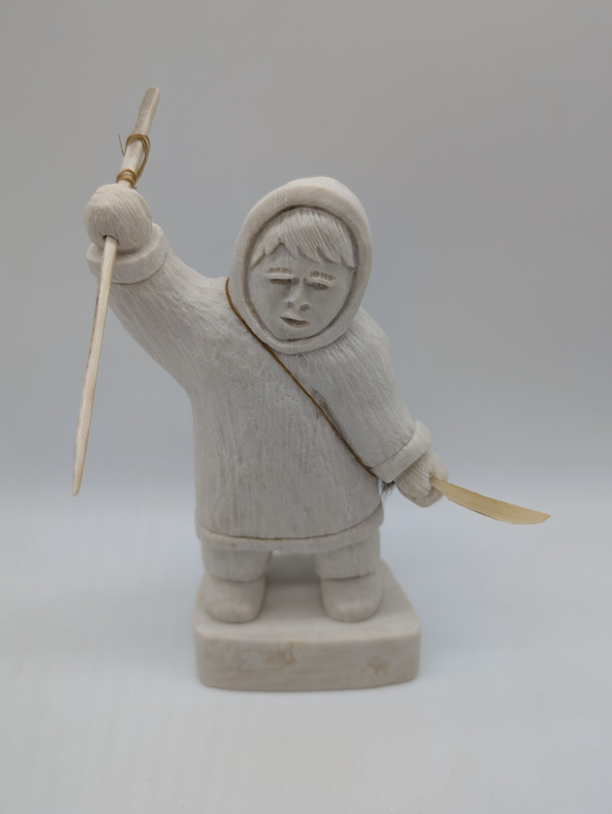 Traditional Canadian Indigenous Inuit Whale Hunter Carving by Roy Klengenberg