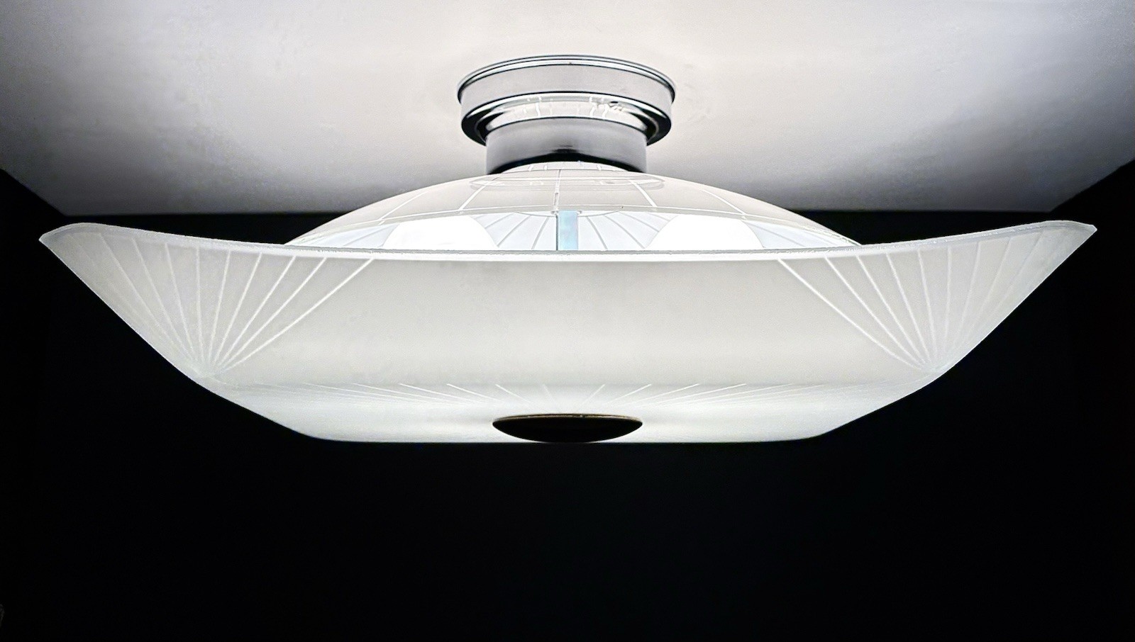 Vintage 1950s 60s Mid Century Modern Ceiling Light Fixture HUGE Geometric Burst