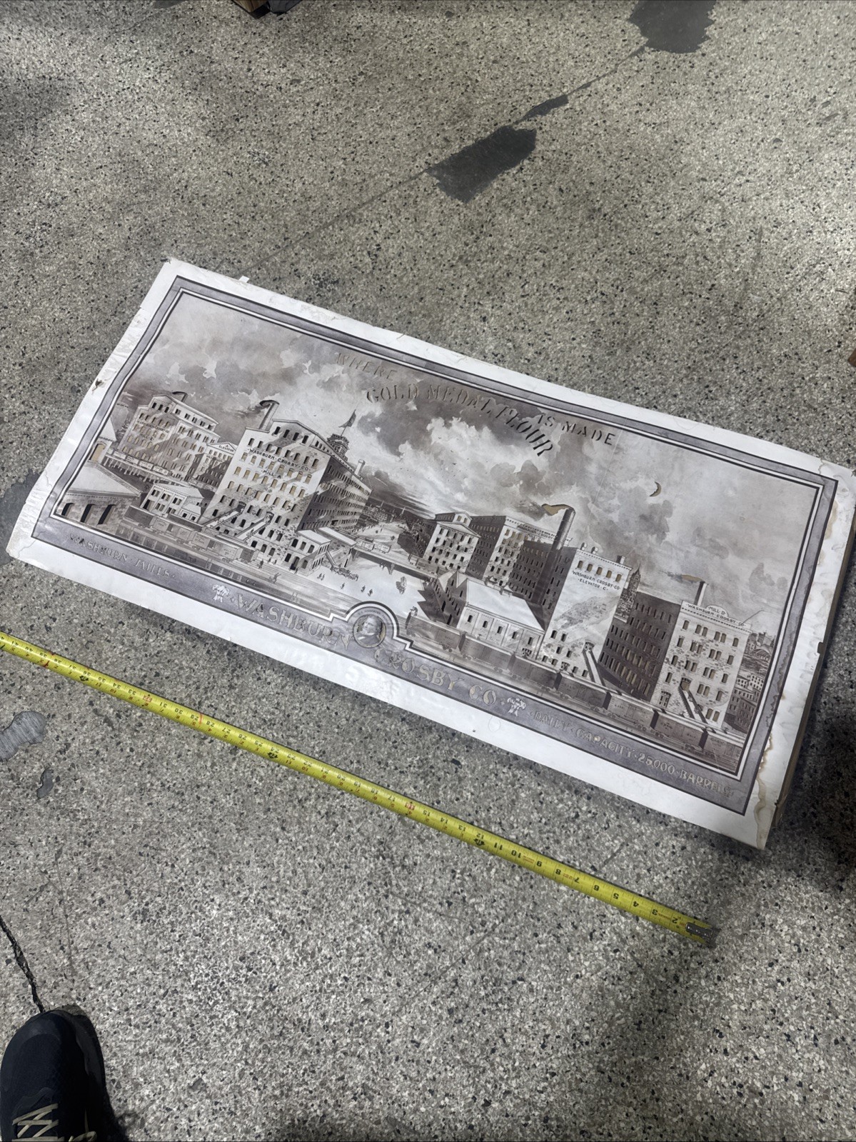 1899 Washburn Crosby Co Mills Gold Medal Flour Factory Scene Advertising 20x40”