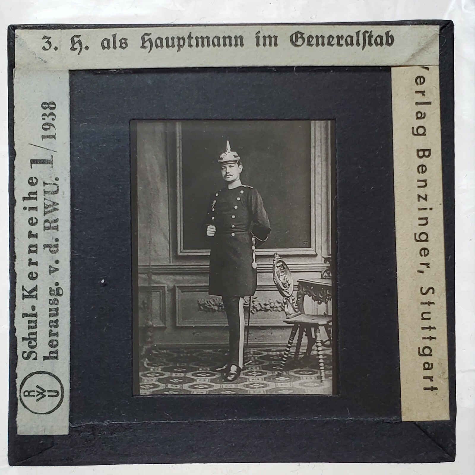 Original1938 RWU Lantern Slide – Hindenburg as Captain, General Staff Benzinger