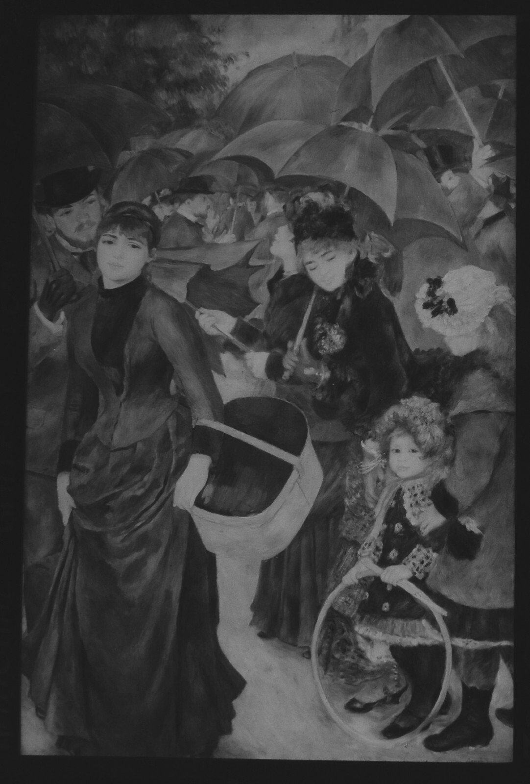 ANTIQUE Magic Lantern Slide RENOIR LES PARAPLUIES C1910 PHOTO OF PAINTING 