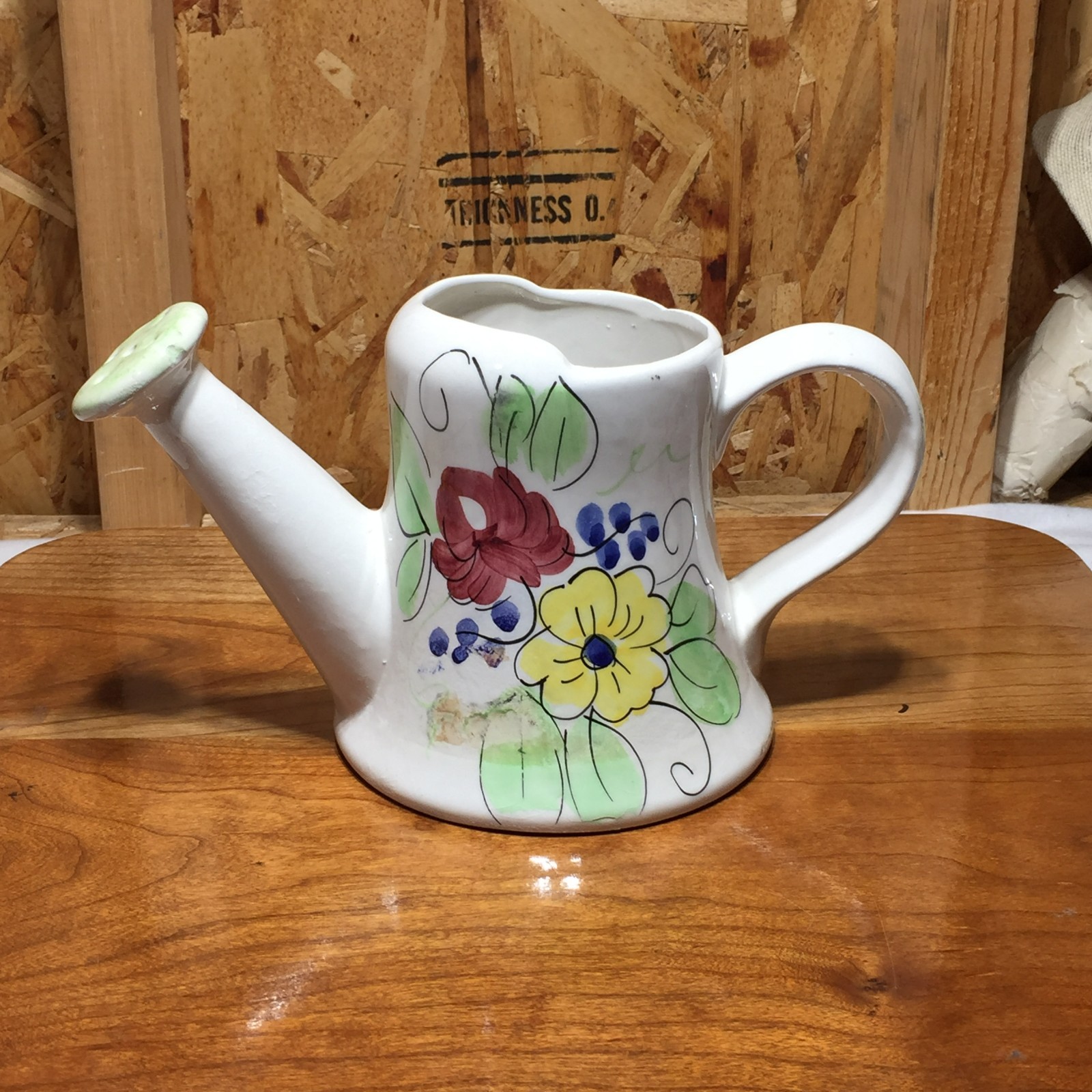 VTG Italian Hand-Painted Ceramic Watering Can Vase JCAP for FTD Ceramic
