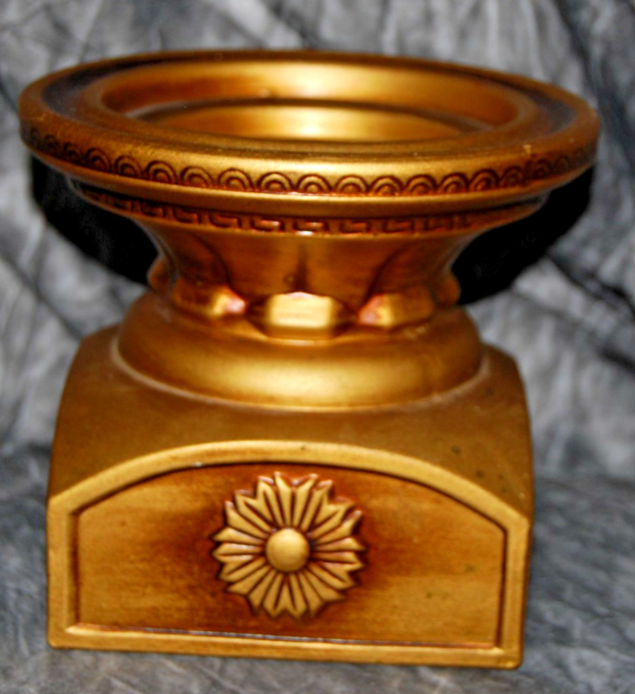 VINTAGE TOYO JAPAN GOLD CERAMIC PILLAR CANDLE HOLDER HOLLYWOOD REGENCY DECOR