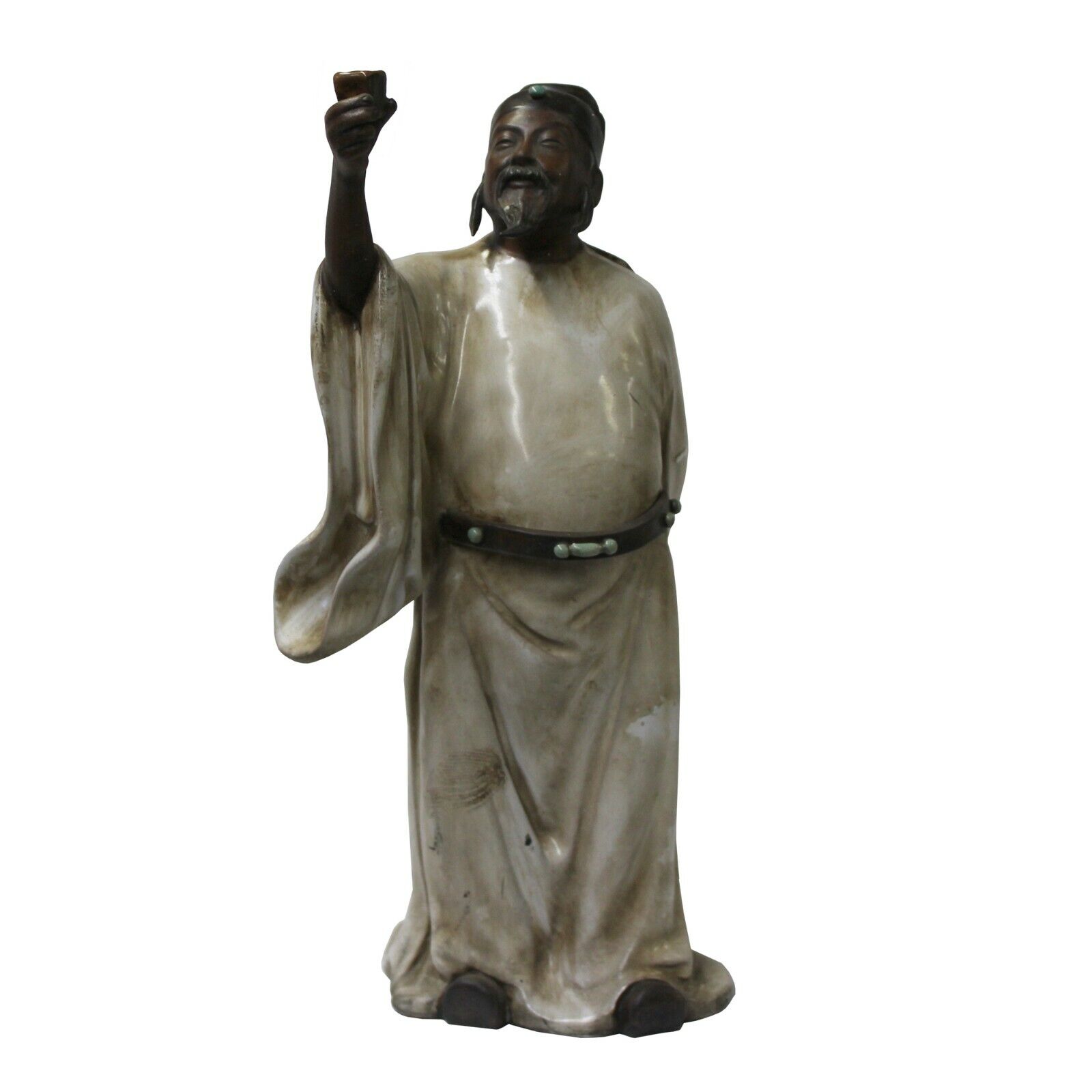 Chinese Oriental Ceramic Vintage Finish Ancient Scholar Old Man Figure cs5612