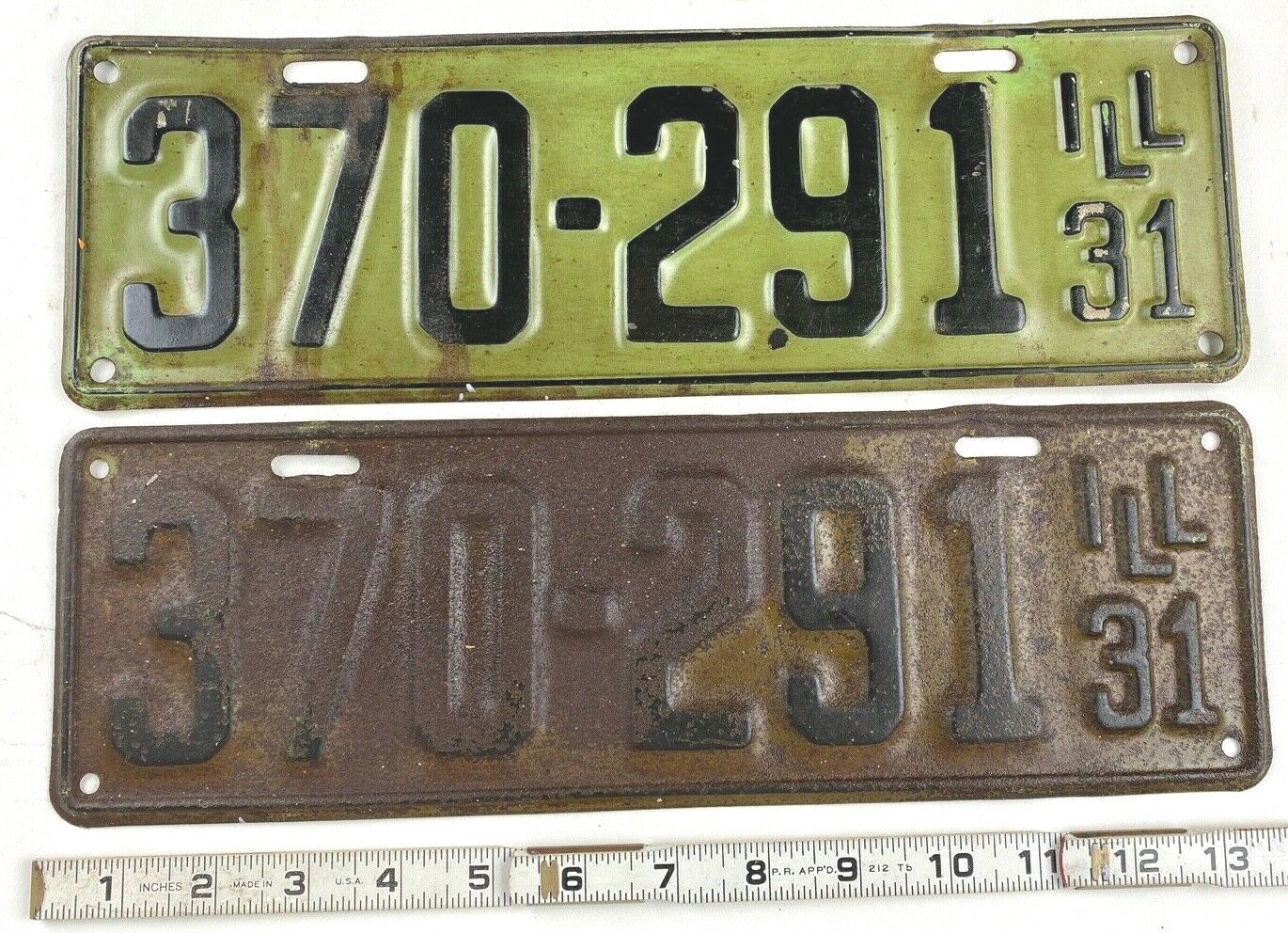 Illinois 1931 Old License Plate Pair Garage Antique Car Tag Set Man Cave Model A