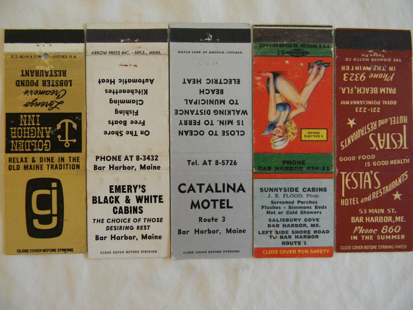 Bar Harbor Maine f&b hospitality Girly low #s matchbooks