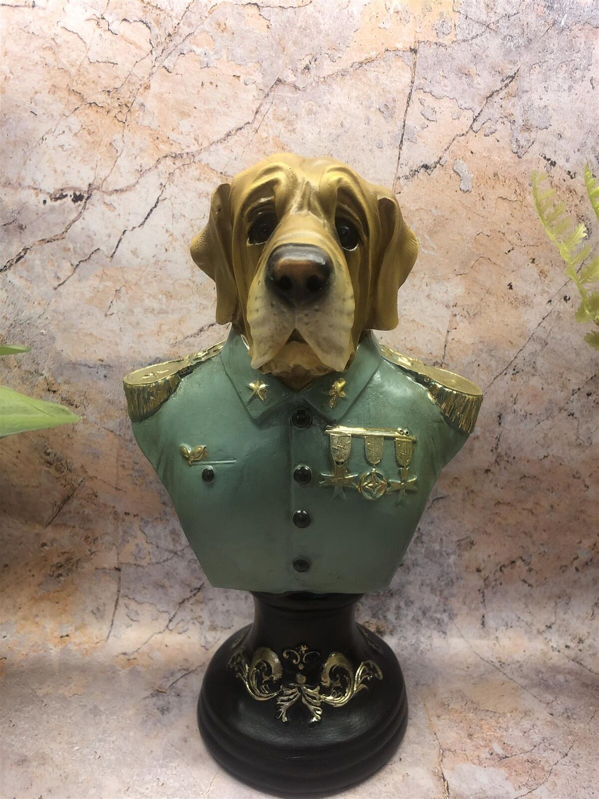 Military Dog French Bull Mastiff Bust Vintage Statue Steampunk Fantasy Animals