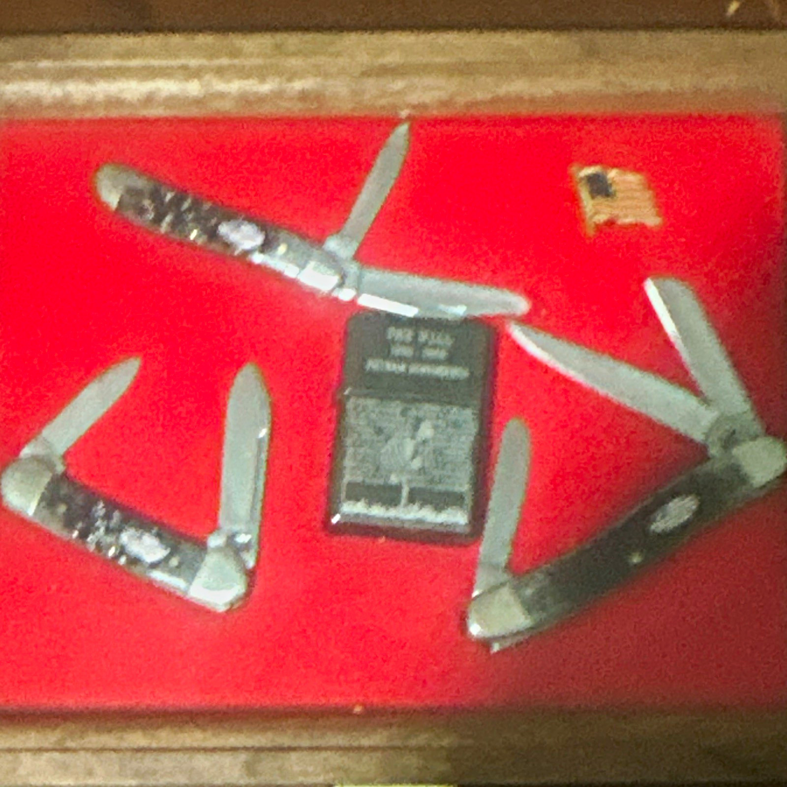 Lot of 3 Case xx 2002 stars&stripes with Zippo lighter Vietnam remembered wall
