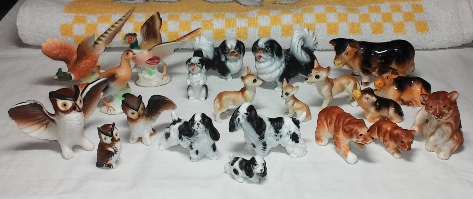 Vintage Bone China Miniature Animal Figurines, Lot Of 21