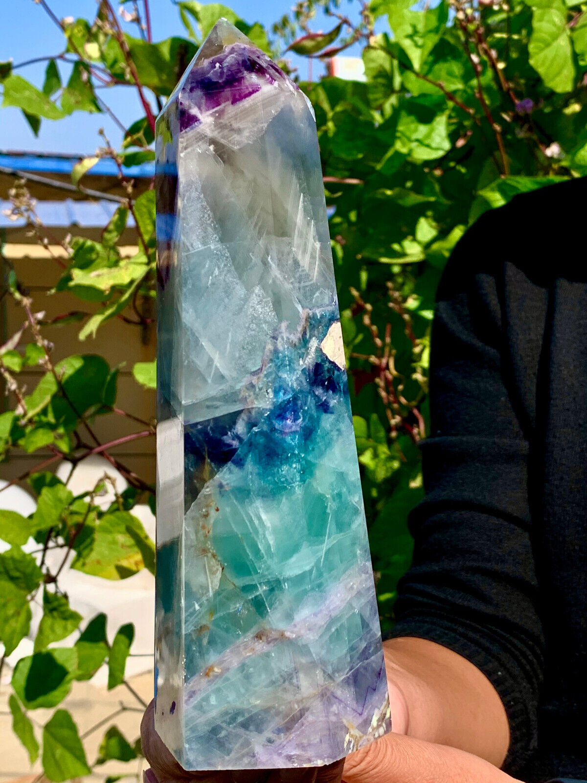 3.32LB Natural colour Fluorite Crystal obelisk crystal wand healing stan SH567