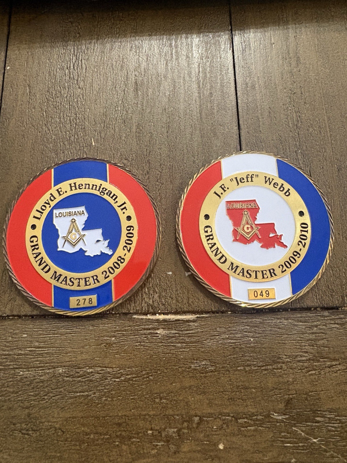The Grand Lodge Of Louisiana (2) Large Tokens