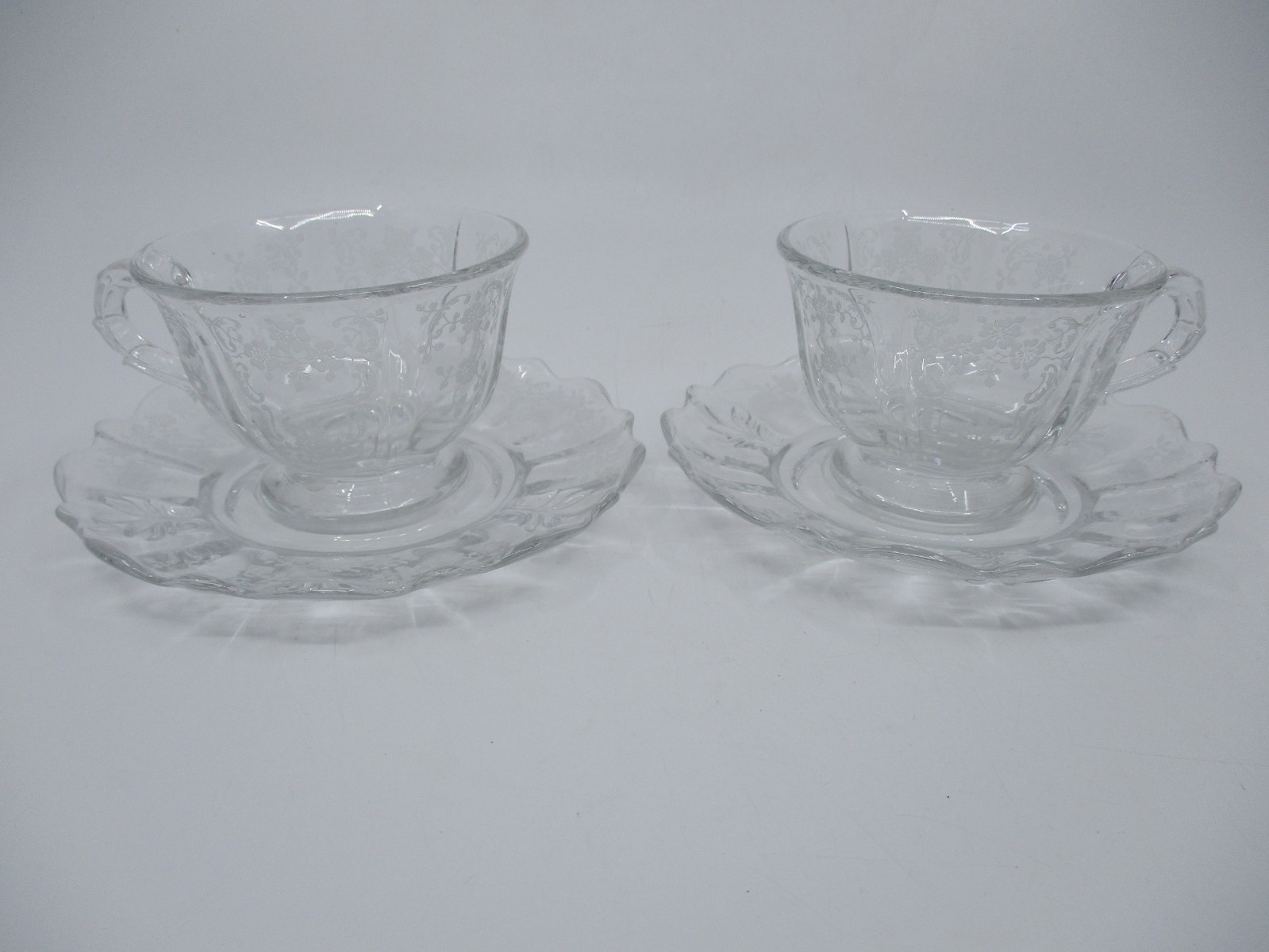 FOSTORIA MEADOW ROSE - 2 CUPS & SAUCERS - 2 1/4\