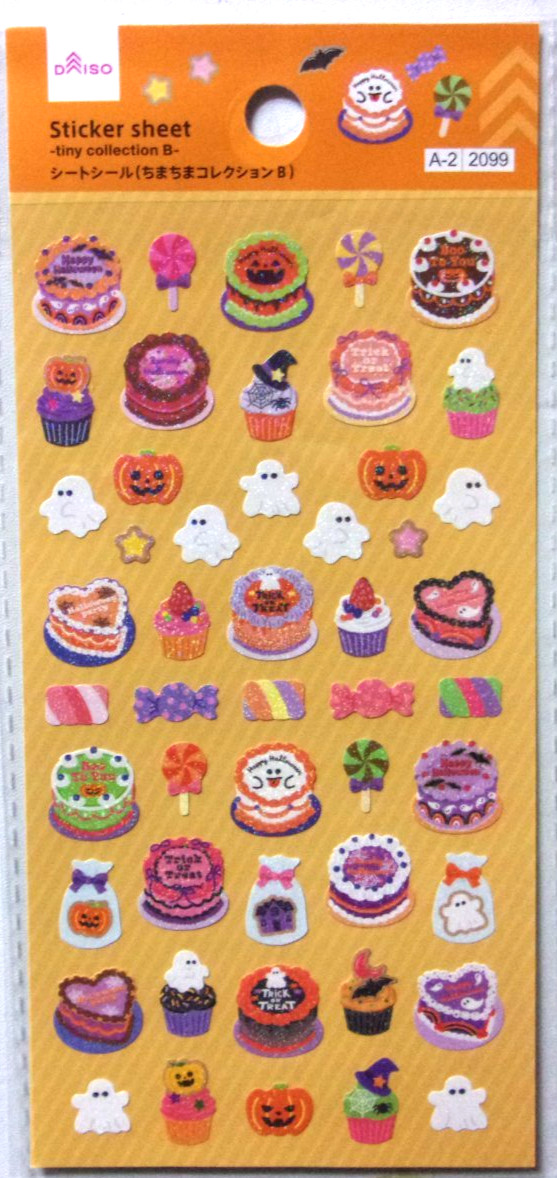 DAISO Halloween Sweets Cake Sticker Sheet Japan Pumpkin Ghost Candy