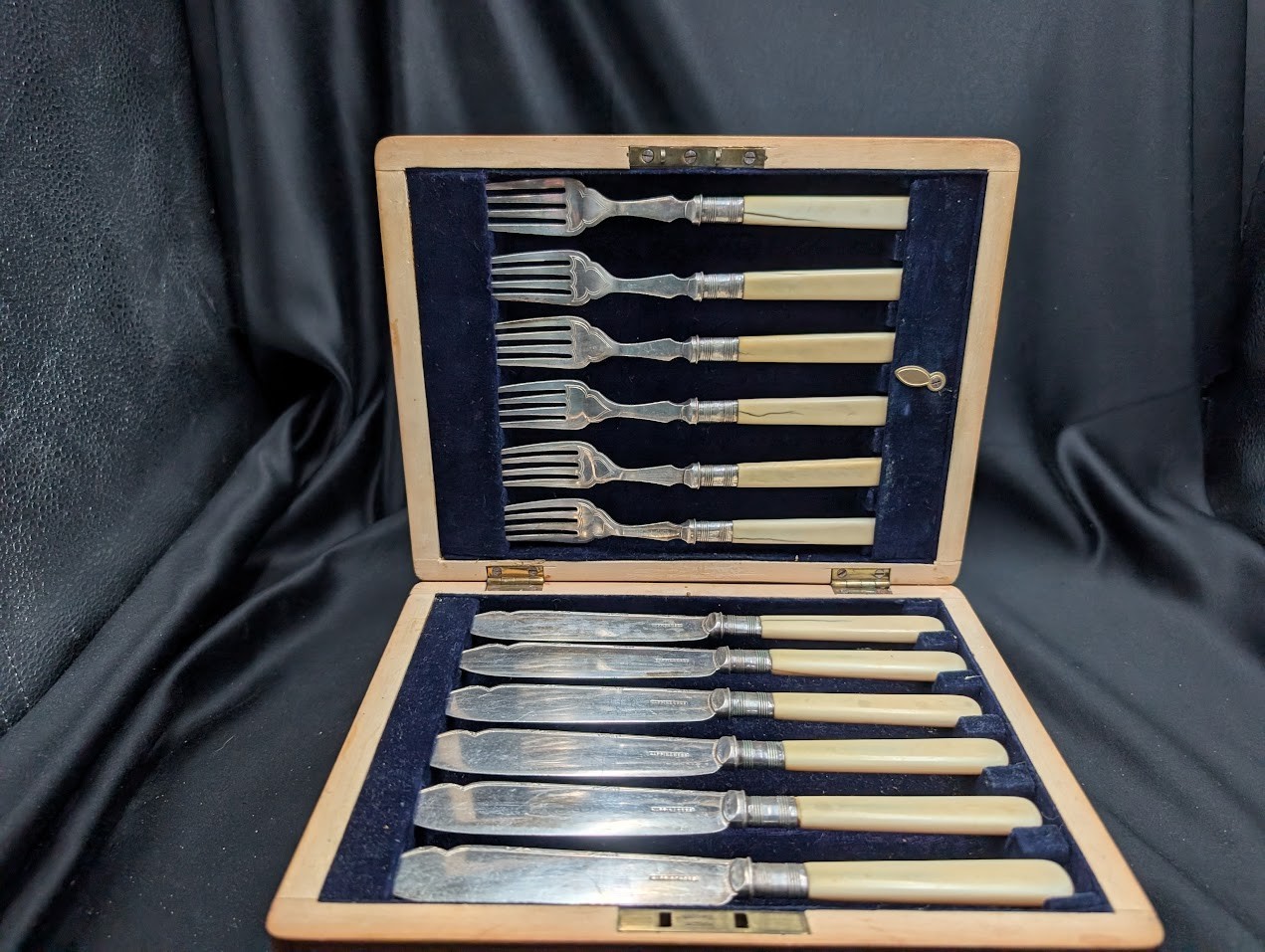 Vintage Mappin & Webb Fish Cutlery Set 12 Pc Sheffield Stainless Steel Cased
