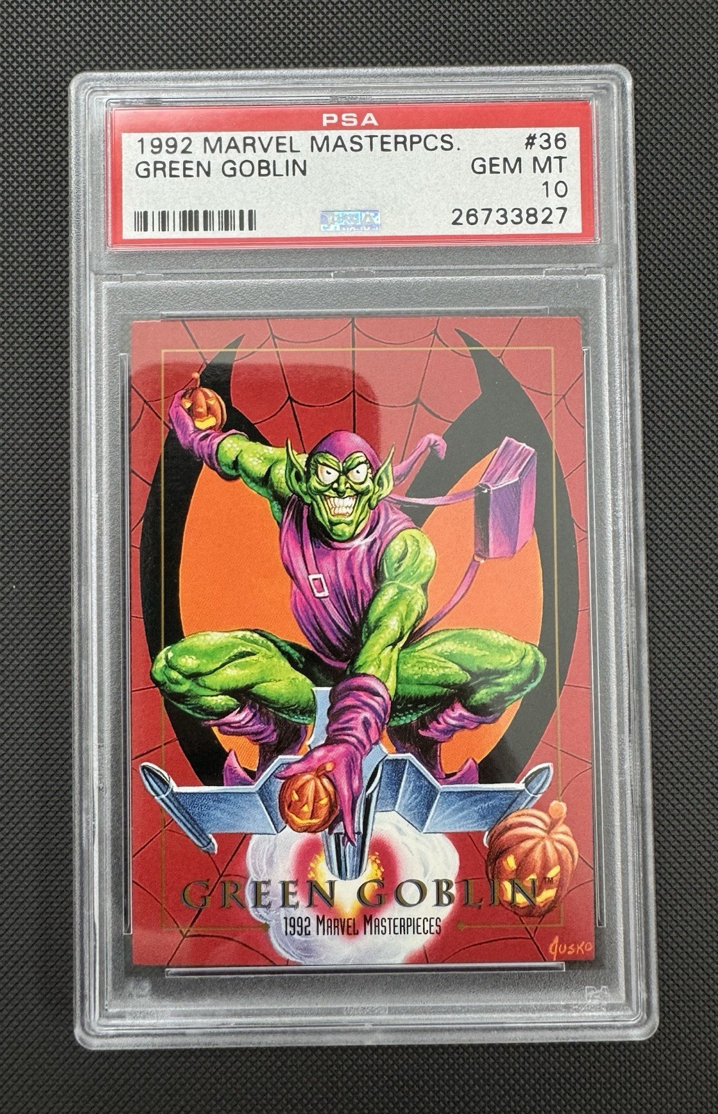 PSA 10 Green Goblin 1992 Skybox Marvel Masterpieces MASTERPCS. w/ spider-man