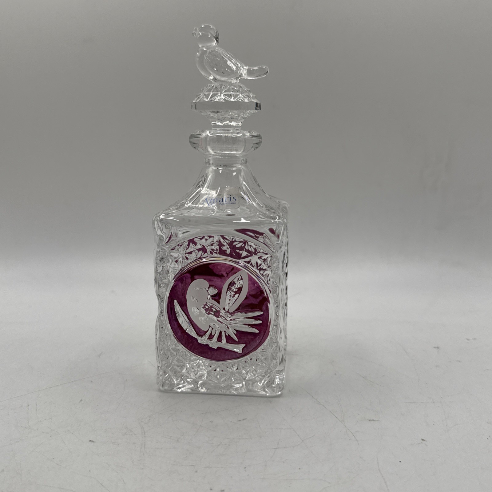 HOFBAUER BYRDES GERMAN LEAD CRYSTAL RUBY RED AMARIS BIRD Decanter Perfume Bottle