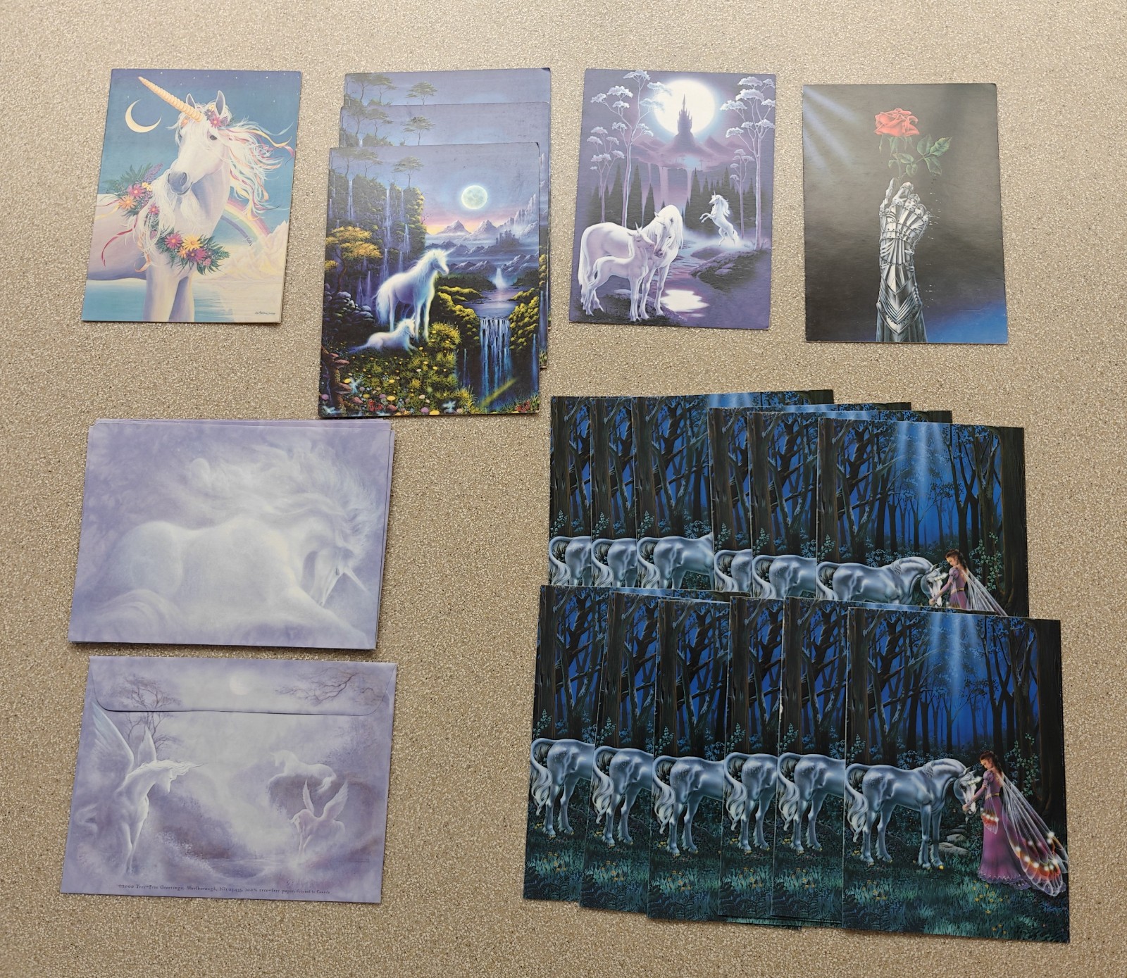 VTG Susan Dawe Greeting Card Beneath Faerie Moon unicorn fairy lot milk & honey