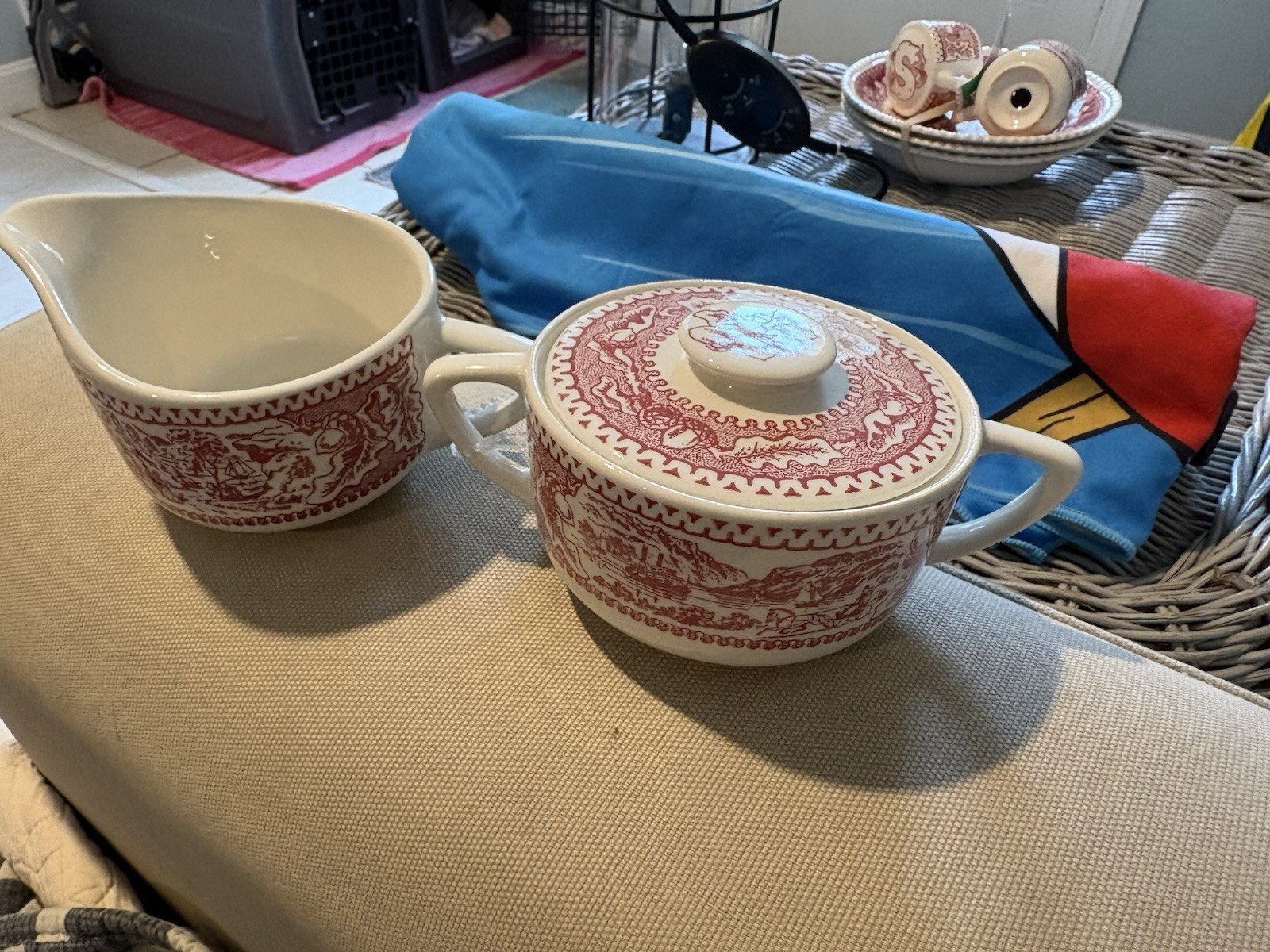 Vintage Royal China Sebring OH Royal Stoneware, Memory Lane Creamer & Sugar